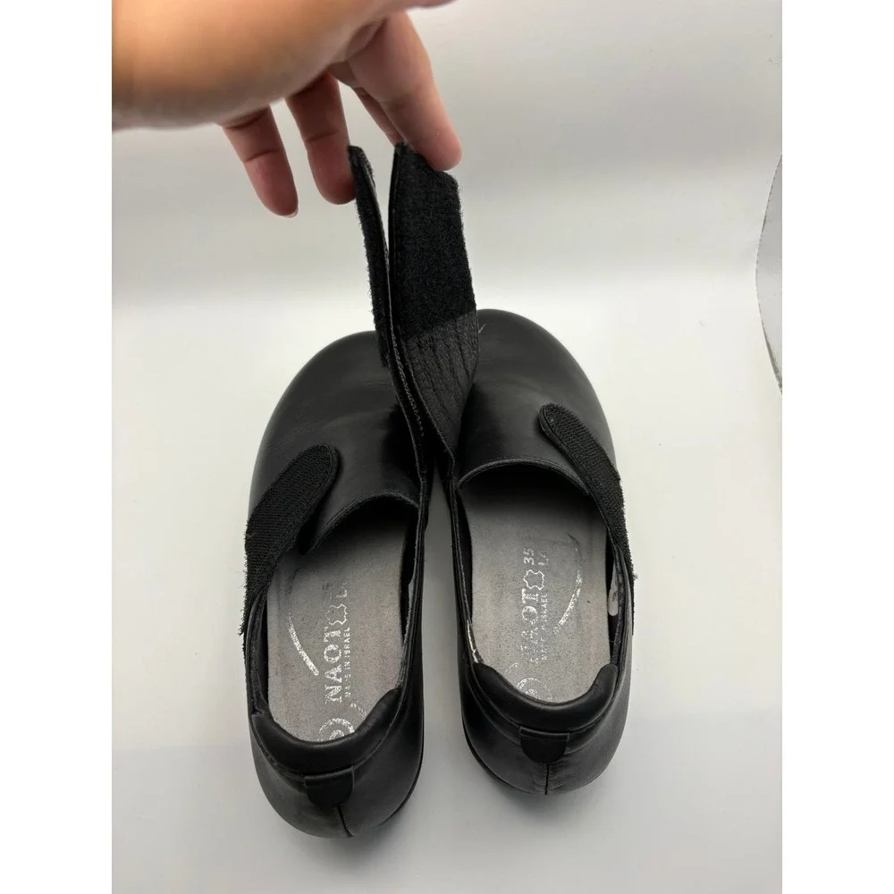 Naot Kirei Black Leather Mary Jane Comfort Shoe Women EU 35 Hook Loop Orthopedic